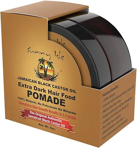 Sunny Isle, Pomada de Aceite de Ricino Negro Jamaicano Extra Oscuro de 118 ml (118 ml) Sunny Isle, Pomada de Aceite de Ricino Negro Jamaicano Extra Oscuro de 118 ml (118 ml)