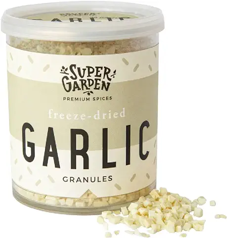 Super Garden ajo Liofilizado - Producto 100% puro y Natural - Apto para Veganos - Sin Azúcares, Aditivos Artificiales ni Conservantes Añadidos - Sin Gluten - No OMG  