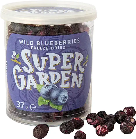 Super Garden Arándano Silvestre Liofilizado - Snack Saludable - Producto 100% puro y Natural - Apto para Veganos - Sin Azúcares, Aditivos Artificiales ni Conservantes Añadidos - Sin Gluten - No OMG  