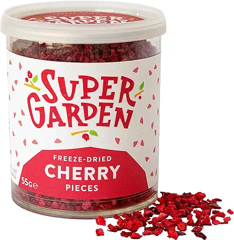 Super Garden Cereza Liofilizada en Trocitos - Producto 100% puro y Natural - Apto para Veganos - Sin Azúcares, Aditivos Artificiales ni Conservantes Añadidos - Sin Gluten - No OMG  