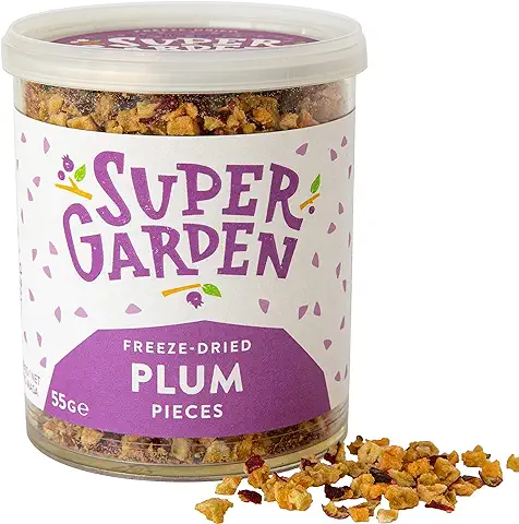Super Garden Ciruela Liofilizada en Trocitos - Producto 100% puro y Natural - Apto para Veganos - Sin Azúcares, Aditivos Artificiales ni Conservantes Añadidos - Sin Gluten - No OMG  