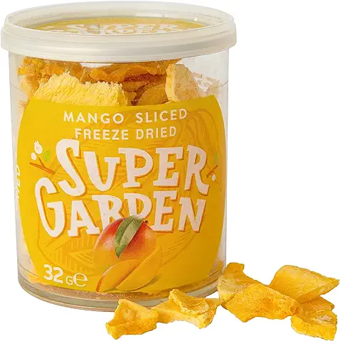 Super Garden Mango Liofilizado - Snack Saludable - Producto 100% puro y Natural - Apto para Veganos - Sin Azúcares, Aditivos Artificiales ni Conservantes Añadidos - Sin Gluten - No OMG  