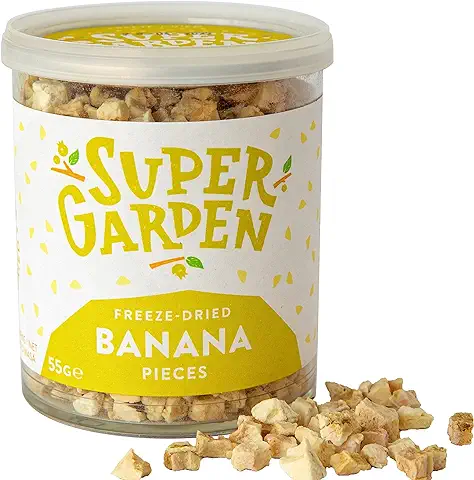 Super Garden Plátano Liofilizado en Trocitos - Producto 100% puro y Natural - Apto para Veganos - Sin Azúcares, Aditivos Artificiales ni Conservantes Añadidos - Sin Gluten - No OMG  