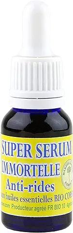 Super Serum Facial ANTIARRUGAS 15ml. 100% Natural. Suero Orgánico Rostro y Cuello para Mujeres y Hombres. Rico en Aceites Esenciales ORGÁNICO de Helichriso Italiano (Helichrysum Italicum)  