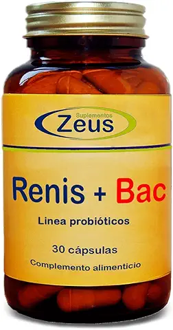 Suplementos Zeus RENIS+BAC | Contribuye al Funcionamiento Normal del Sistema Urinario | Complemento Alimenticio a base de Plantas, Enzimas, Probióticos y Zinc | 100% Vegano | 30 Cápsulas Vegetales  