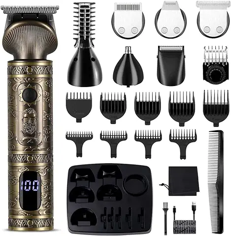 Surker Recortadora de Barba Afeitadora Electrica Hombre Cortapelos Hombre Maquina de Cortar Pelo Hombre Recortador para Nariz Orejas y Cejas Corporal Cortadoras de Facial 7 en 1  