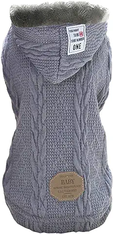 Suéter para Perros Ropa Sudadera con Capucha Suéter de Lana Gorra Invierno Cálido Suéter de Cuello Alto Abrigo de Lana para Perro Pequeño Mediano Gato  
