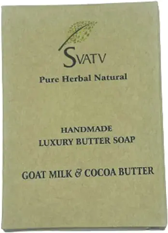 SVATV Jabón Artesanal con Leche de Cabra y Manteca de Cacao | Hierbas Calmantes | Piel Hidratada - Barras de Jabón Corporal a base de Hierbas Ayurvédicas Tradicionales - 125 g  