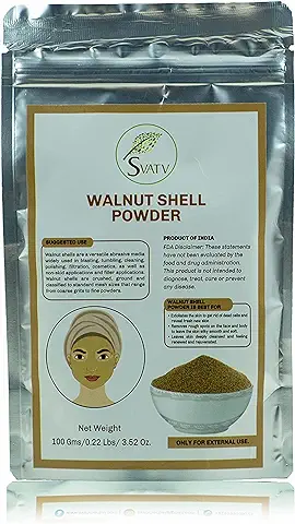 SVATV Polvo De Cáscara De Nuez Para Formulación De Exfoliación Facial, Cuidado De La Piel Aclarante, Manchas Oscuras, Exfoliante Natural De Limpieza Profunda De La Piel - 100 Gramos  