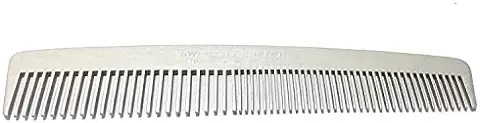 Swedish Crown Peine de Bolsillo Aluminio 13 cm (antiestático) Peine de Metal fino y Ancho, Peine de Barba para Hombre, en Acabado de Salón (2205 A)  