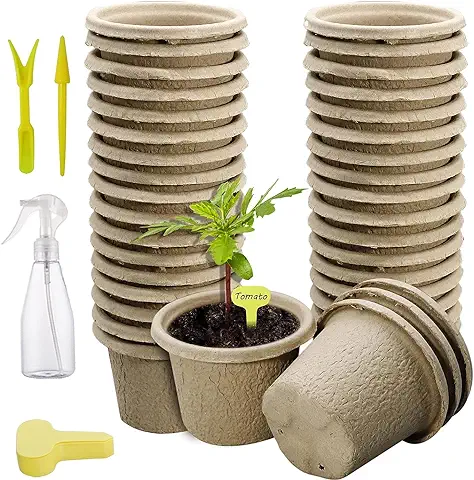 SYITCUN Macetas de Turba para Plántulas, 30 Unidades de Bandejas de Inicio de Semillas, Biodegradables, para Plantas de Plantas de Semillero y Semillas, Macetas Ecológicas para Plantas Vegetales  