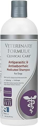 SynergyLabs Fórmula Veterinaria Cuidado Clínico Antiparasitario y Antiseborreico Champú Medicado para Perros; 16 FL oz  