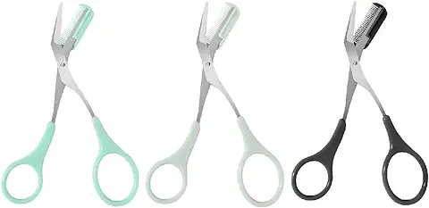 Tadipri 3 Piezas Tijeras Para Cejas Con Peine Para Acortar Cejas Y Pestañascortadora De Precisión Profesional Para Cejas Y Pestañas (Avocado Green-Sanded Mint Green-Sanded Black-Sanded)  