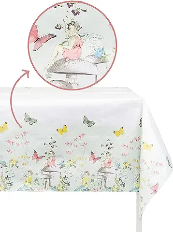 Talking Tables- Cubierta de mesa de Papel de Hadas | Vajilla Reciclable, Rectangular, Desechable | Para Fiesta Infantil de Mariposas, Cumpleaños, día de la Madre, Color, 180 x 120cm (TSFAIRY-TCOVER)  