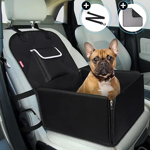 TAMOWA Refuerzo de Coche para Perros, Impermeable Asiento del Coche de Seguridad para Perro Mascota con Cinturón de Seguridad para Perro y Lavable Empapadores Perros, Coche y SUV Trucks ect, Negro  