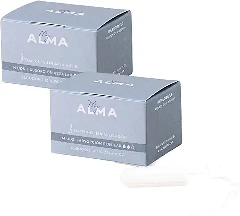 Tampones Sin Aplicador Regular - Fabricados en Algodón 100% Orgánico - Tampones Naturalmente Transpirables - Para Flujos Regulares - Producto Original Fabricado en Europa  