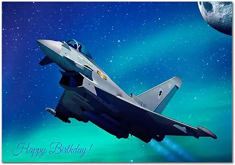 Tarjeta de Cumpleaños Especial para Hombres Adolescentes,RAF Typhoon Fighter Jet Saludo,Masculino Feliz Bday Mejores Deseos para Todas las Edades,Ecológico,Hecho en Reino Unido  