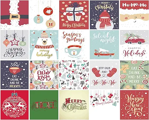 Tarjetas de Navidad, Paquete de 20 Unidades, Ecológicas, sin Plástico, Empaquetadas a mano en el Reino Unido, Volumen 1  