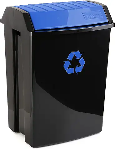 Tatay Cubo de Reciclaje, 50 L de Capacidad, Tapa Basculante, Polipropileno, Libre de BPA, Anti UVA, Color Azul, Medidas 40.5 x 33.5 x 57.5 cm  