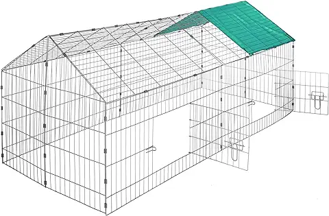 TecTake Jaula Recinto para Conejo con Parasol Exterior Animales 180 x 75 x 75 cm (Techo Verde | no. 402420)  