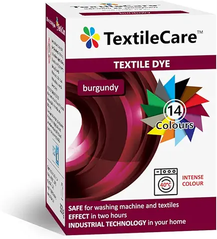 TextileCare - Tinte Textil para Lavadora para ropa y Productos Textiles, 350 g de Tinte para 600 g de Ropa, 14 Colores (burdeos)  
