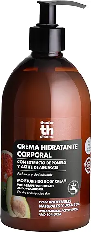 Thader Th Pharma Crema Hidratante Corporal con Extracto de Pomelo y Aceite de Aguacate Polifenoles Ideal para piel seca y Deshidratada, 500 ml  