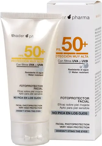 Thader Th Pharma Fotoprotector Facial en Crema muy Resistente al agua y No pica en los Ojos, F.P.S 50+, 50 ml  