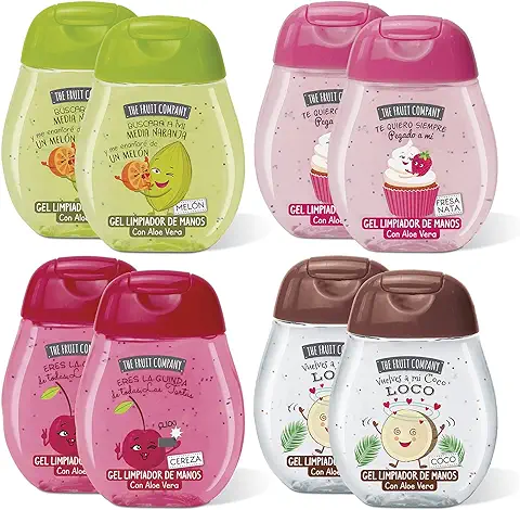 The Fruit Company - Gel Limpiadores De Manos 70% Alcohol. Con Aloe Vera. Formato Bolsillo 45 ml, 8 uds.  