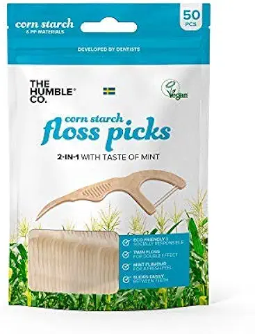 The Humble Co. Selecciones de Hilo a Base de Plantas | Menta Fresca | Ecológico, Vegano para su Cuidado Bucal Diario, Aprobado por el Dentista - Elimina la Placa y le da una Sensación Fresca (2 x 50p)  