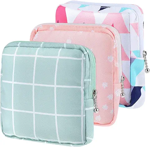TIESOME 3 Bolsas de Almacenamiento de Servilletas Sanitarias, Bolsa de Algodón para taza Menstrual, Bolsa Portátil para el Período, Soporte de Tampón, Bolsa de Menstruación, Bolsa de Primer Período,  