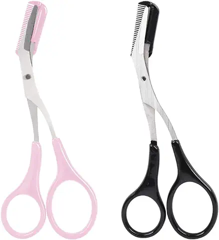Tijera De Cejas,Tijeras Recortadoras De Cejas Con Peine,Precisión De Acero Inoxidable Con Peine,Corta Cejas Con Peine Desmontable,Para Recortar Cejas Y Pestañas Para Mujeres Y Hombres,2 Piezas  