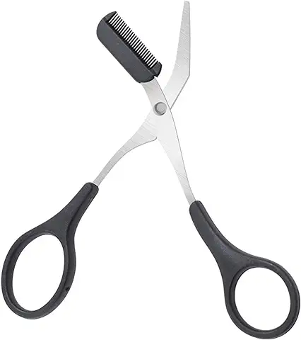 Tijeras de Corte de Cejas con Peine, Cortadora de Precisión Profesional para Cejas y Pestañas, Herramienta de Belleza para Hombres y Mujeres (negro)  