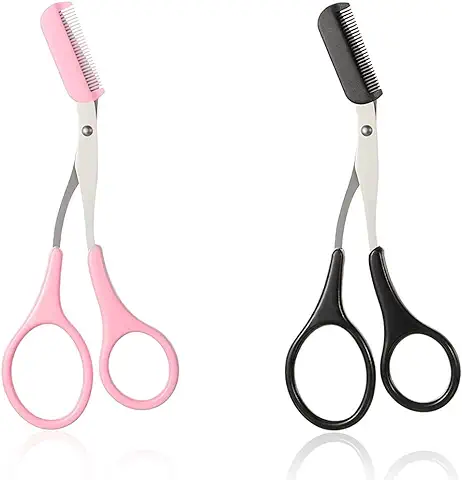 Tijeras de Corte de Cejas con Peine Cortadora de Precisión Profesional para Cejas y Pestañas Herramienta de Belleza para Hombres y Mujeres (negro)  
