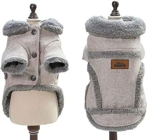Tineer Mascota Perro Otoño Invierno Ropa Fresca Ropa de Abrigo Estilo Británico Chaleco Abrigo Chaqueta Abrigos con Cuello de Piel Pequeño Perros Medianos (XL, Brown)  