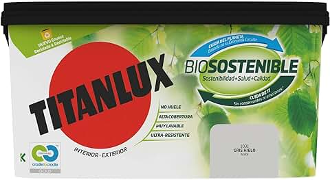 Titanlux Biosostenible Pintura para Paredes Gris Hielo 4L  