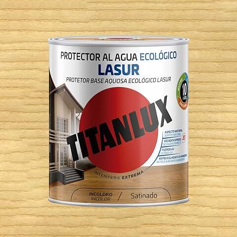 Titanlux Lasur al agua Ecológico para Madera Satinado Incoloro 750 ml  