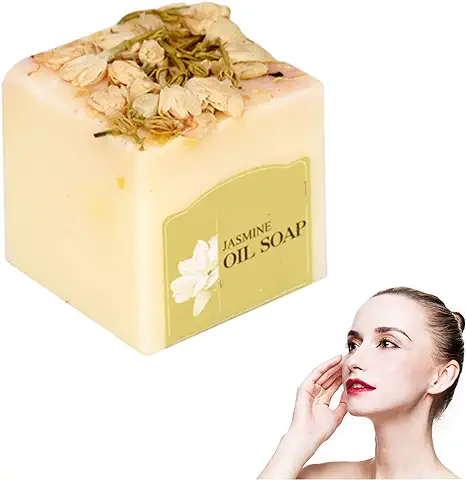 Tkekruh Jabón Natural de Jazmín Mosqueta,Jabon de Manos,Cuerpo con Aceites Esenciales,y Cara Cicatrizante y Regenerador,Pastilla Sólida Ecológica y Artesanal,Vegano y Sin Aceite de Palma  