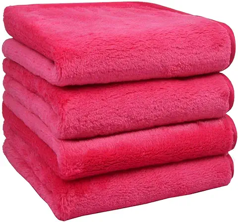 Toallitas Desmaquillantes Microfibra (4 Piezas) - Lavable y Reutilizable - Toalla Desmaquillante Facial - Toalla Cara - Makeup Remover Face Cloths 25 x 25 cm Rosa  