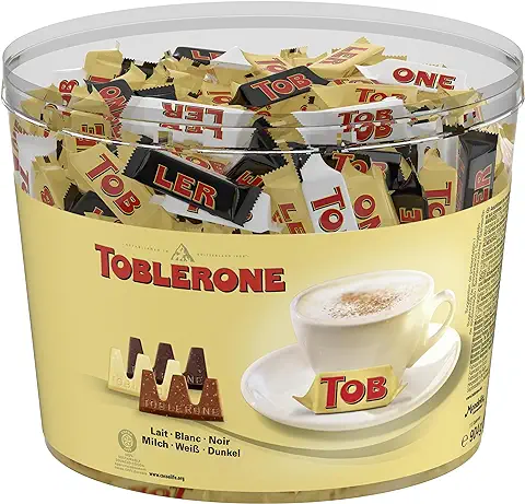 Toblerone Surtido de Mini Chocolate Suizo Mix de Sabores: Chocolate con Leche, Chocolate Blanco y Chocolate Negro con Nougat de Miel y Almendras 904g  