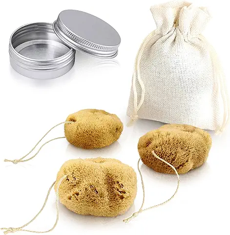 Tom&pat Esponjas Menstruales con Cinta de Retorno (3 Piezas/talla S) - Alternativa Natural al Tampón, Dermatest: Muy Bueno, con Bolsa de yute y caja Intercambiable para Llevar, Reutilizable (3-5 cm)  