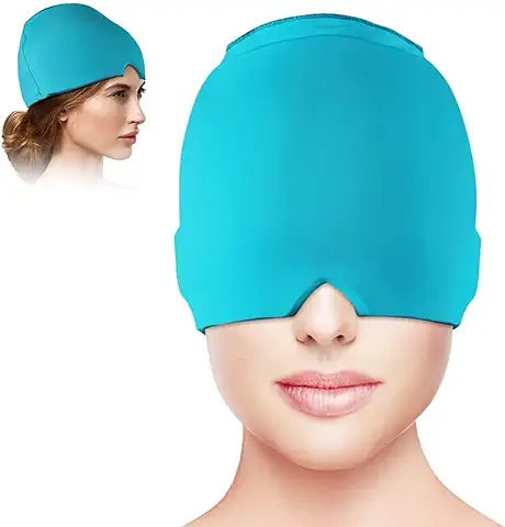 TOOSOAR Gel Gorro Migraña, Estirable Reutilizable Gorro para Migrañas, Compresas Calientes y Frías, Para Los Dolores de Cabeza/Los Ojos Hinchados/Las Venas Varicosas/La Neurosis  