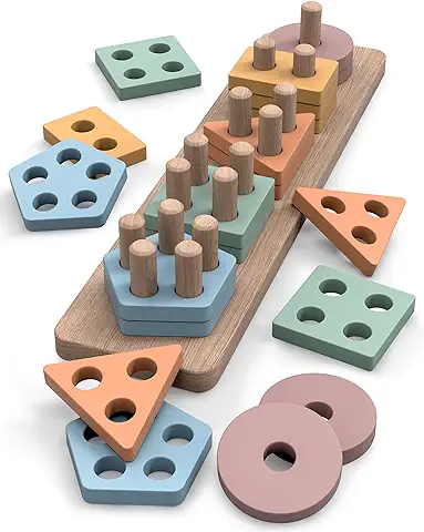 Tosekry Juguetes Niños 1 2 3 Años, Montessori Juguetes Niños 1 Año, Madera para Clasificar Formas y Colores Juguetes Bebes 6-12 Meses Regalo de Cumpleaños  