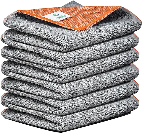 Towelogy® Paños de Limpieza de Microfibra sin Productos Químicos para Limpieza del Hogar y la Cocina para el Cuidado del Coche, Pulido, Color gris (paquete de 4, Gris/naranja (30x30 cm)  