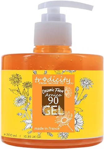 Tradicity ORGANIC FARM - Gel Árnica Forte 90% Alivio Dolor | Crema Antiinflamatoria Natural | Masaje Deportivo | Cicatrizante y Mejora Piel | Con Aceite Almendras y Naranja, 300ml (1 Pack)  