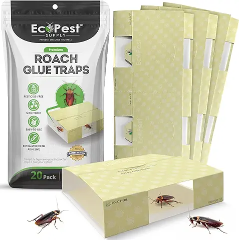 Trampa para Cucarachas – Paquete de 20 | Trampas de Pegamento para Interiores para Cucarachas y Otros Insectos | Motel de Cucarachas, Monitor, Asesino y Detector para el Control de Plagas  