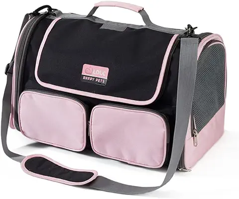 Transportín Porta Mascota Gato Perro 10kg, Bolsa de Hombor Transporte Grande con 3 Entradas, Aprobada Aerolínea para Viaje, Bolsa de Mano Transportador Plegable Transpirable Impermeable  