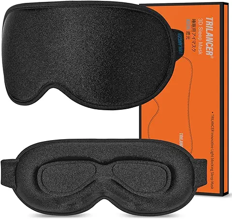 Trilancer 2023 Antifaz para Dormir Innovador, Sleep Mask, Mascara para Dormir Sin Luz, Mascarilla para Hombres y Mujeres, Tapa Ojos para Dormir, Cubre Ojos para Meditación, Viajar, Avión（Negro）  