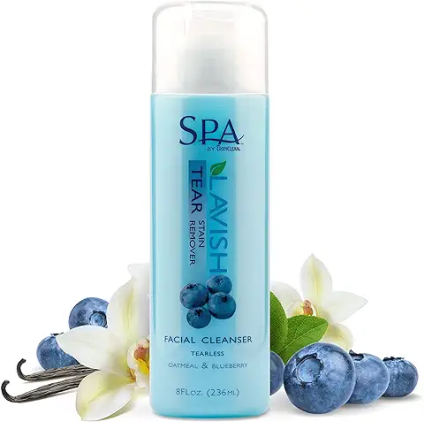 TropiClean SPA Removedor de Manchas de Lágrimas para Mascotas - Limpia - Calma, Exfolia, Hidrata I para Perros y Gatos I Seguro para el Medio Ambiente, Libre de Crueldad - Avena y Mora Azul, 236 ml  