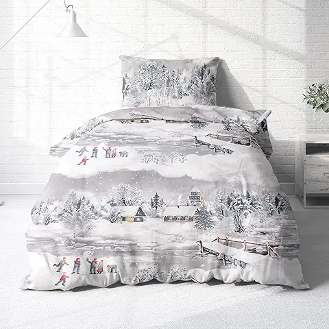 Träumschön Ropa de cama de Franela de 135 x 200 cm, 2 Piezas, Suave ropa de cama de 100 % Algodón, Ideal para el Invierno  