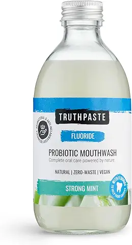 Truthpaste Enjuague Bucal Probiótico (menta Fuerte). Sin Alcohol, con Fluoruro, sin SLS, cero Residuos (300 ml)  